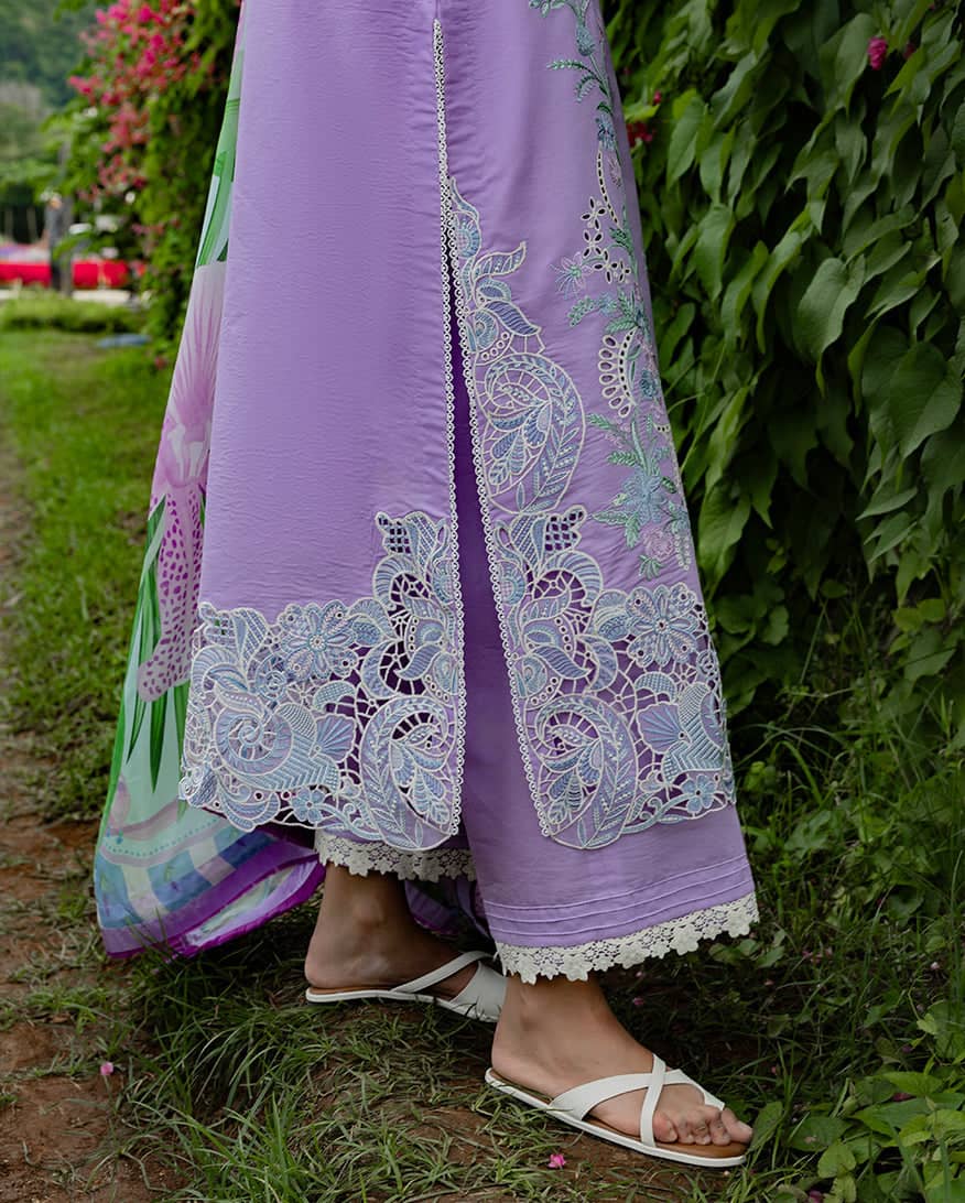 Mushq Hemline 26/Dewdrop Dance/Silk Dupatta/Lilac