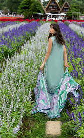 Restocked/Mushq Hemline 26/Hummingbird Haven/Silk Dupatta/Mint Green