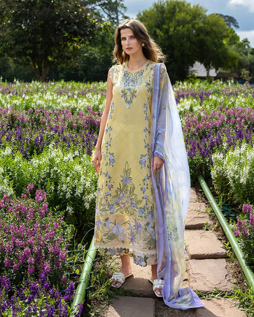 Restocked/Mushq Hemline 26/Sunlit Meadow/Chiffon Dupatta/Yellow