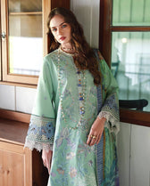 Mushq Hemline 26/Vol 2/Fernlore/Sea Green/Chiffon Dupatta
