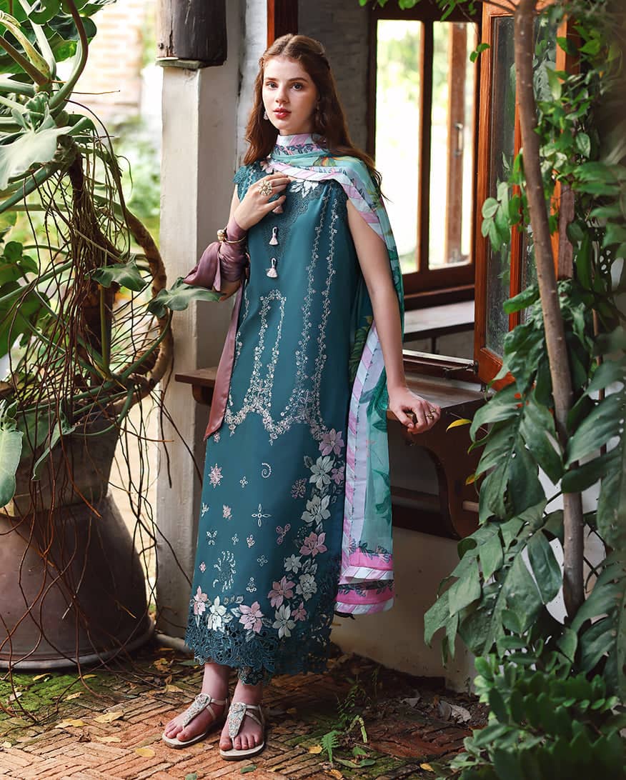 Mushq Hemline 26/Vol 2/Ivy Spell/Teal/Chiffon Dupatta