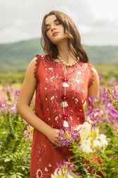 Restocked/Mushq Hemline 25/Dewdrop Garden/Rust Orange