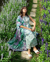 Restocked/Mushq Hemline 26/Hummingbird Haven/Silk Dupatta/Mint Green