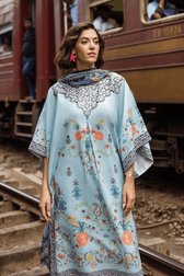 Restocked/Mushq La Dolce Hemline Prints/Nerina/Light Blue/Chiffon Dupatta