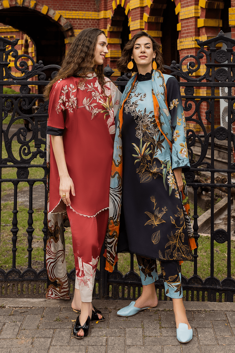 Restocked/Mushq La Dolce Hemline Prints/Paula/Black/Chiffon Dupatta