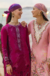 Restocked/Mushq Manaram Lawn 25/Dreamy Whirl/Fuchsia Pink