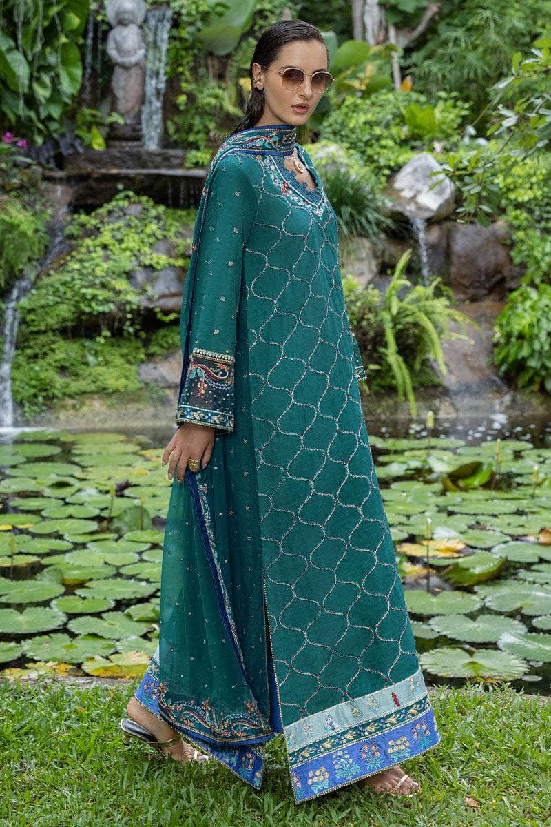 Mushq Nuvera Hemline Raw Silk/Valene/Teal Green