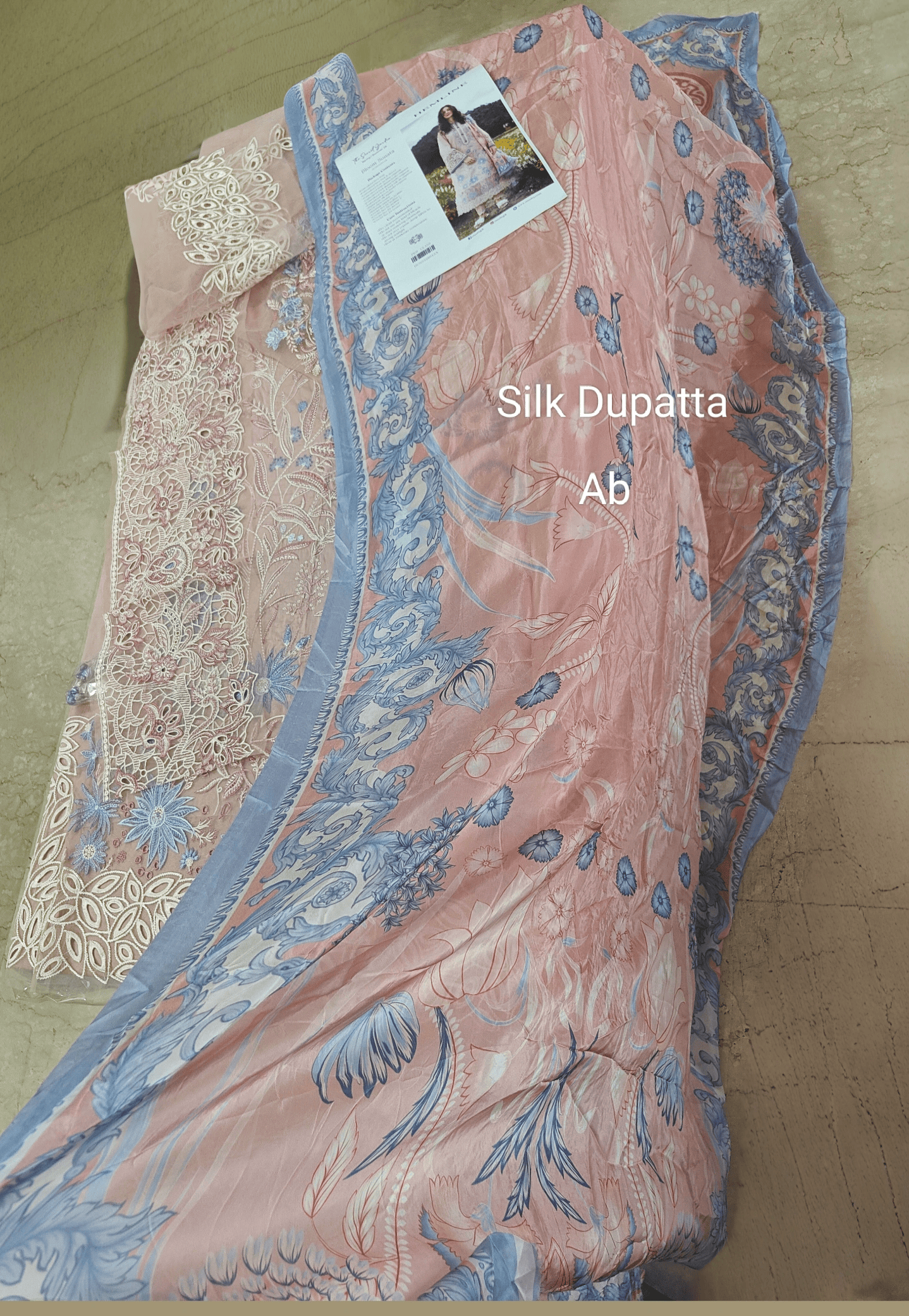 Hot🔥Seller/Open Pic/Hot 🔥 Seller/Mushq Hemline 26/Bloom Sonata/Silk Dupatta/Peach Pink