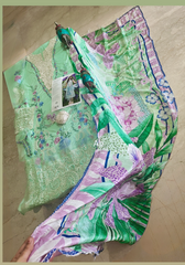 Open Pic/Mushq Hemline 26/Hummingbird Haven/Silk Dupatta/Mint Green