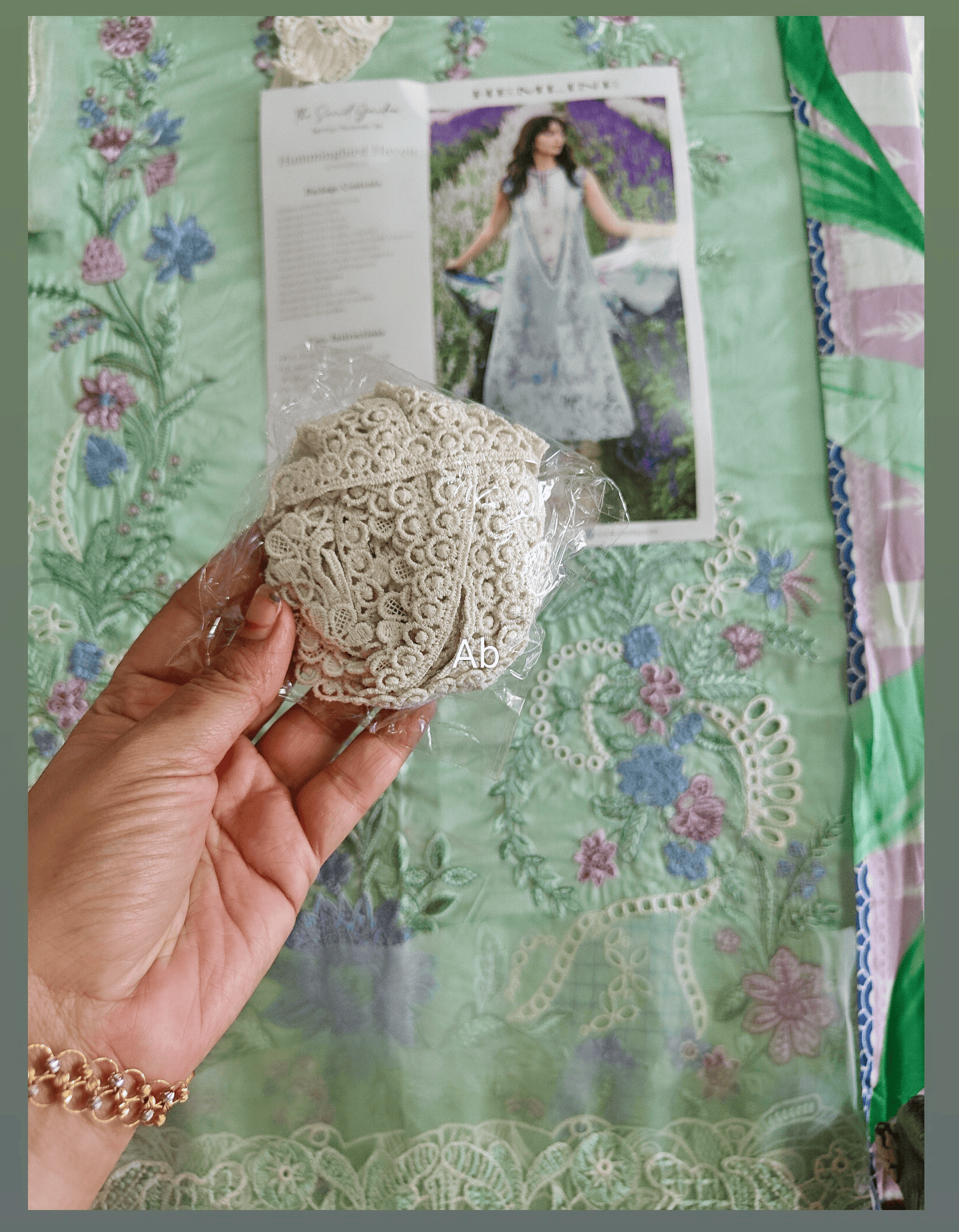 Open Pic/Mushq Hemline 26/Hummingbird Haven/Silk Dupatta/Mint Green