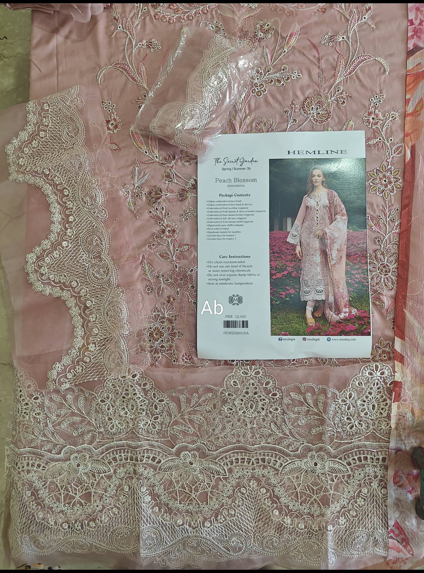 Open Pic/Mushq Hemline 26/Peach Blossom/Peach/Chiffon Dupatta