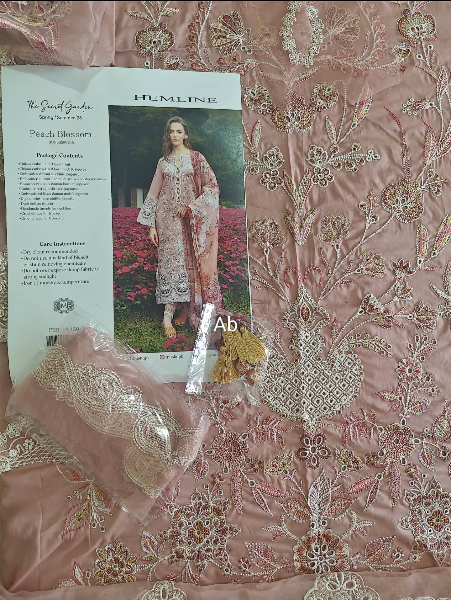 Open Pic/Mushq Hemline 26/Peach Blossom/Peach/Chiffon Dupatta