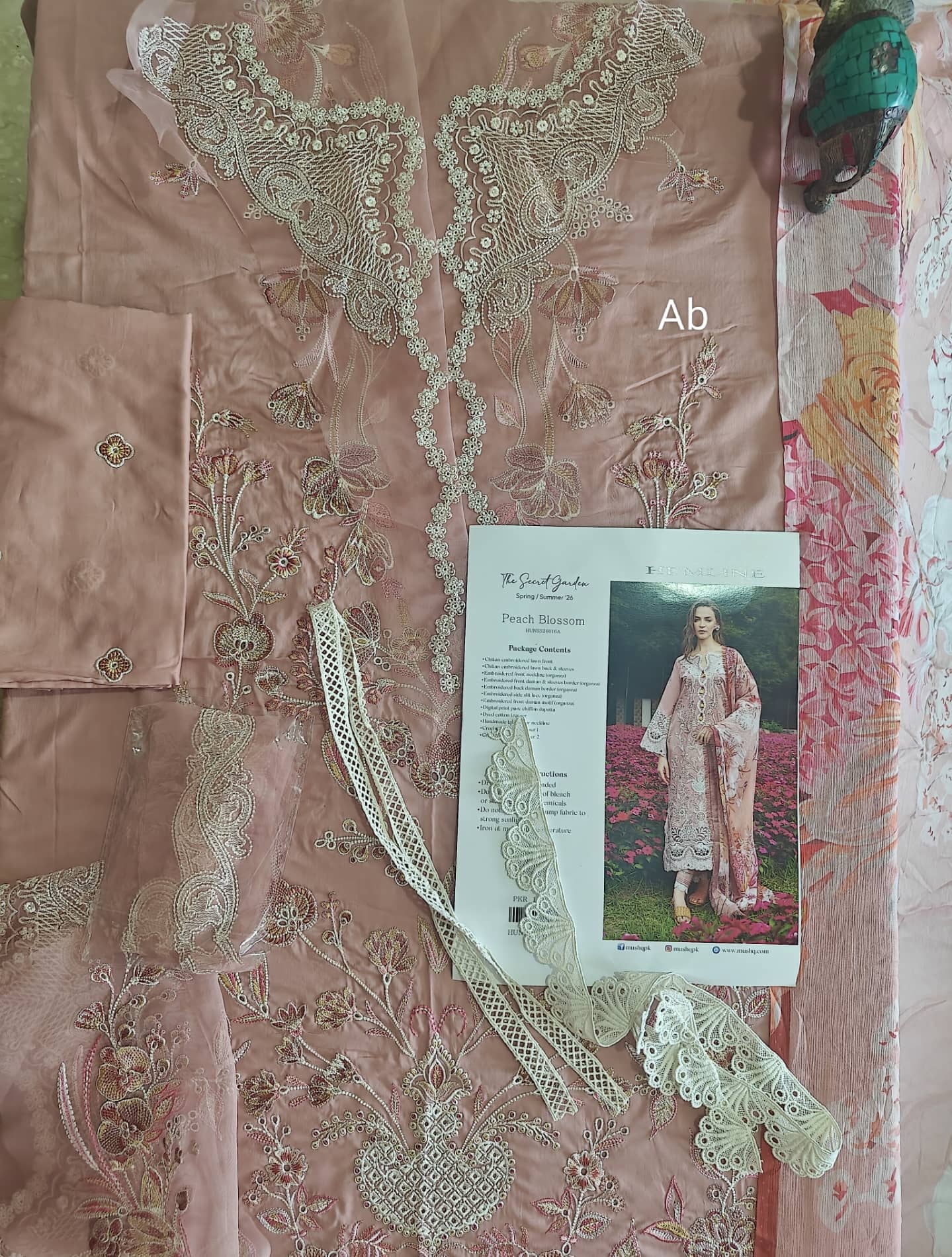 Open Pic/Mushq Hemline 26/Peach Blossom/Peach/Chiffon Dupatta