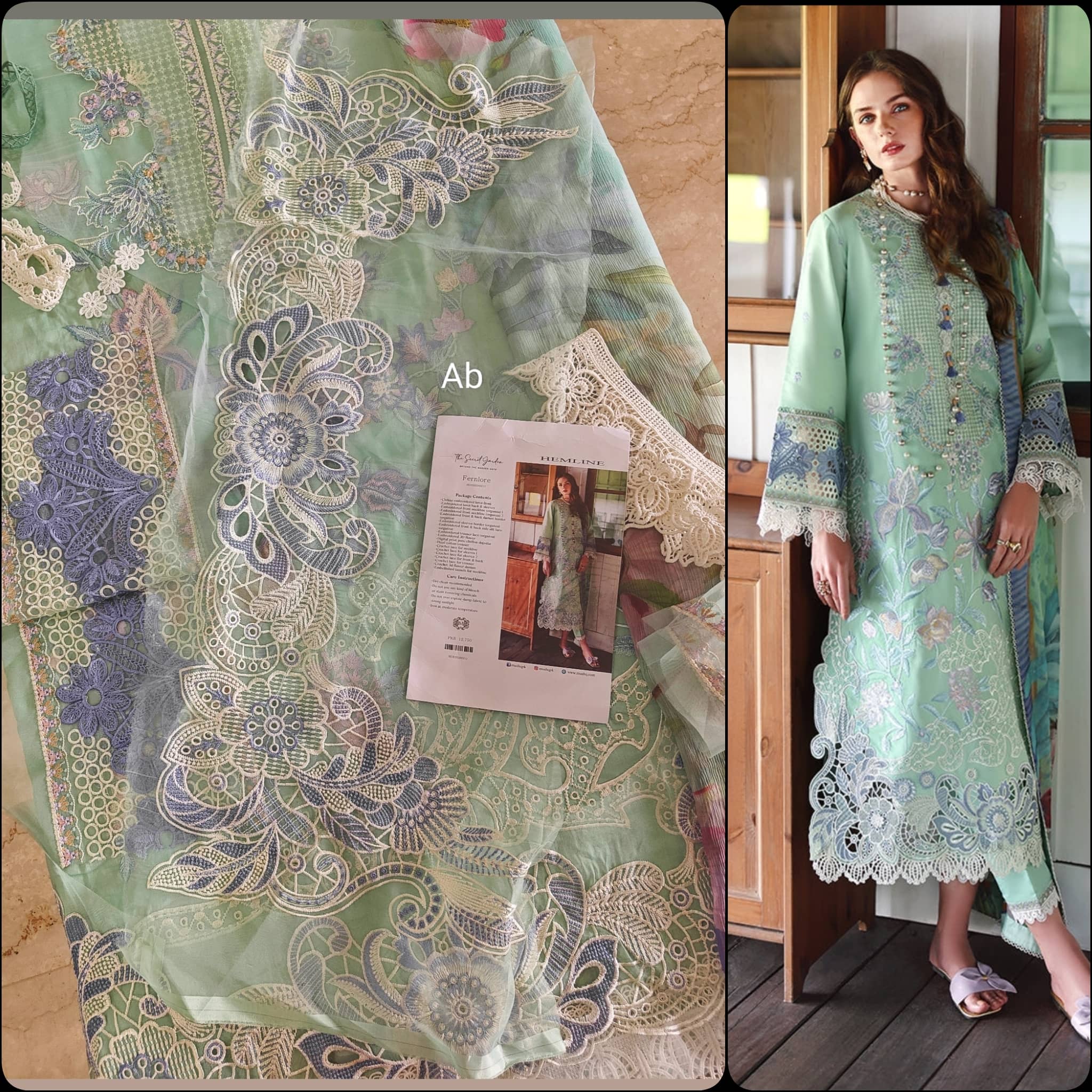 Open Pic/Mushq Hemline 26/Vol 2/Fernlore/Sea Green/Chiffon Dupatta