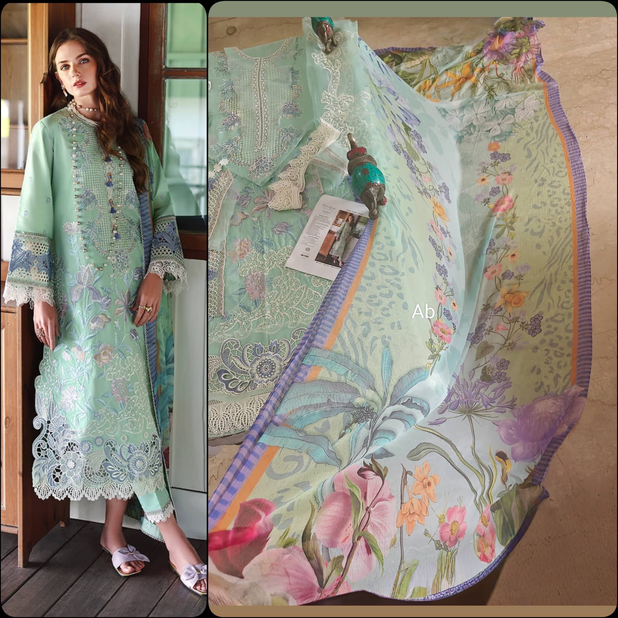 Open Pic/Mushq Hemline 26/Vol 2/Fernlore/Sea Green/Chiffon Dupatta