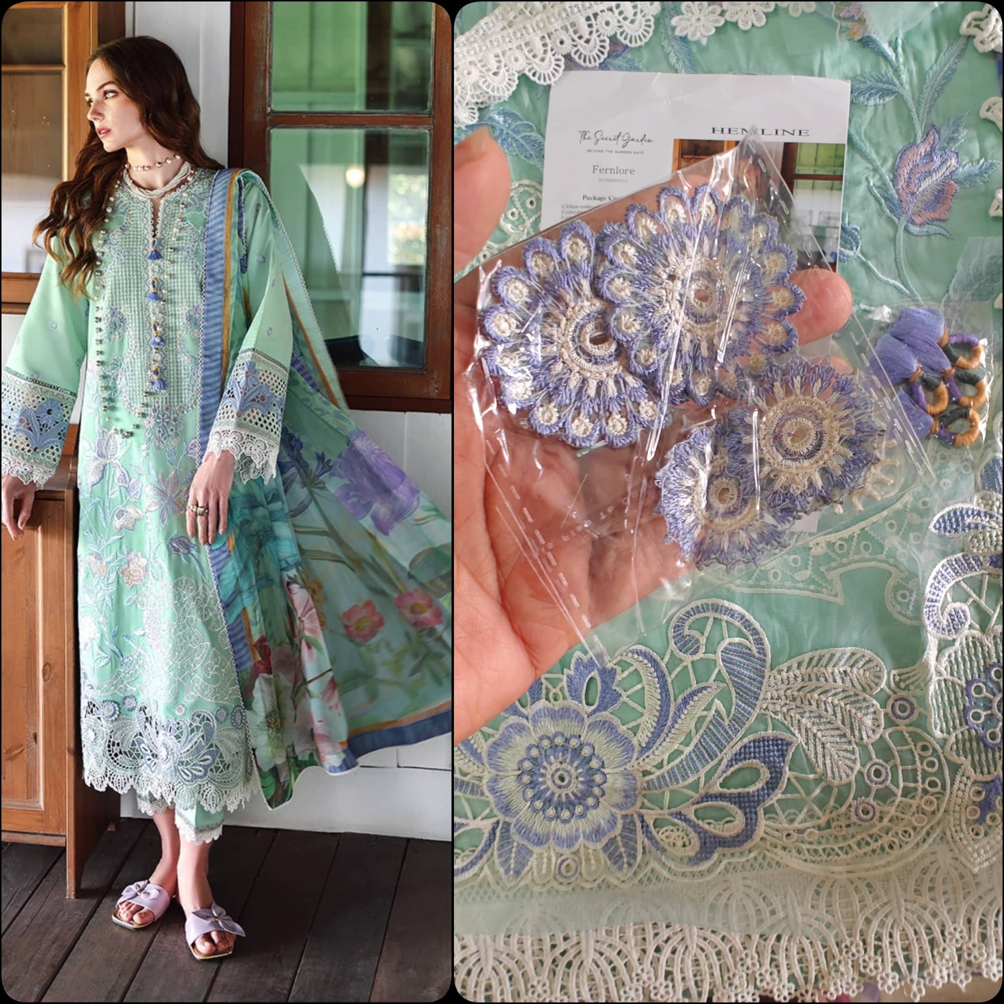 Open Pic/Mushq Hemline 26/Vol 2/Fernlore/Sea Green/Chiffon Dupatta
