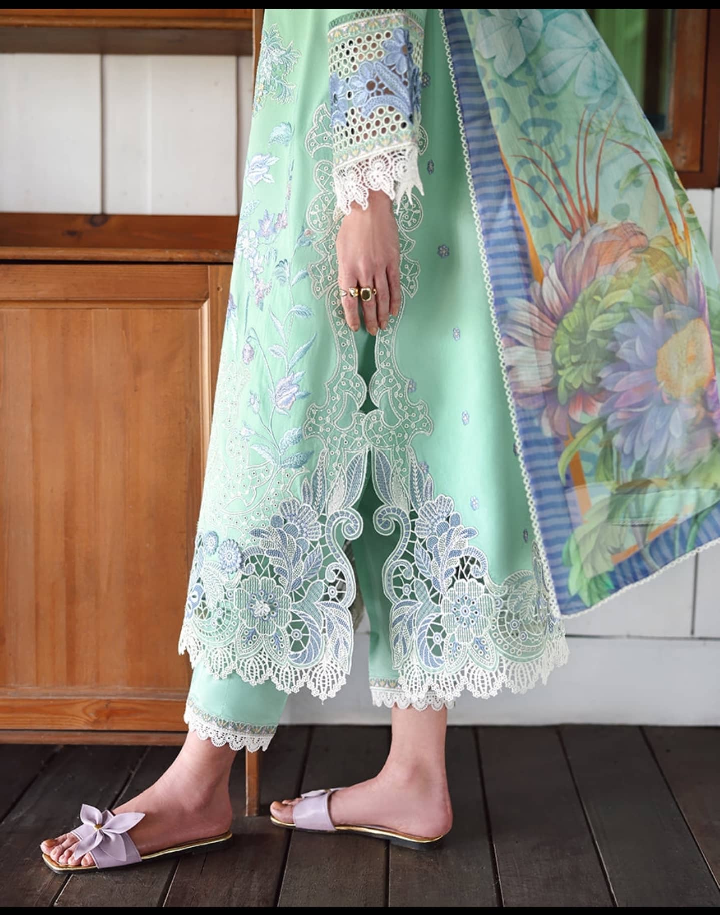 Open Pic/Mushq Hemline 26/Vol 2/Fernlore/Sea Green/Chiffon Dupatta