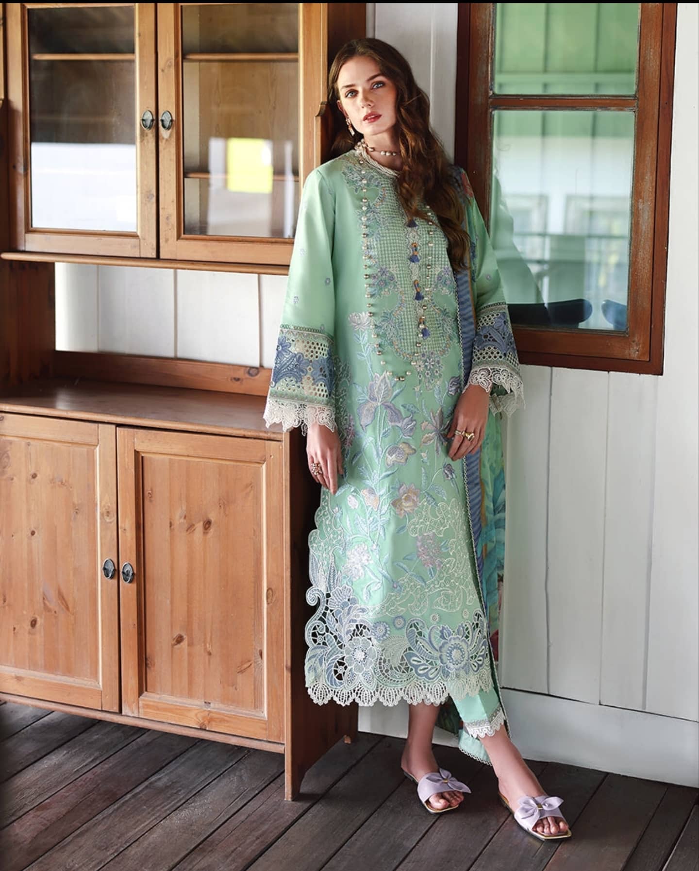 Open Pic/Mushq Hemline 26/Vol 2/Fernlore/Sea Green/Chiffon Dupatta