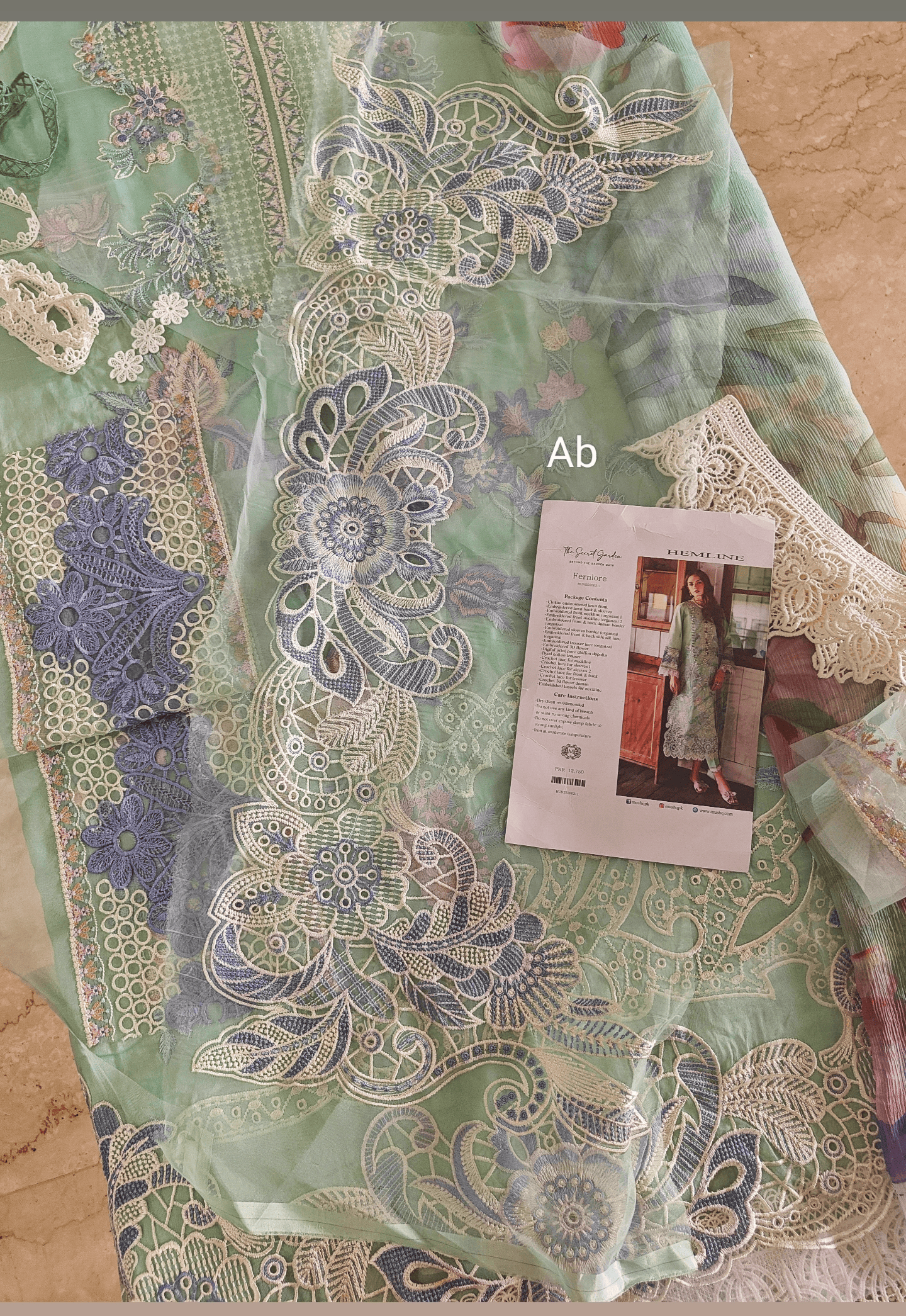 Open Pic/Mushq Hemline 26/Vol 2/Fernlore/Sea Green/Chiffon Dupatta