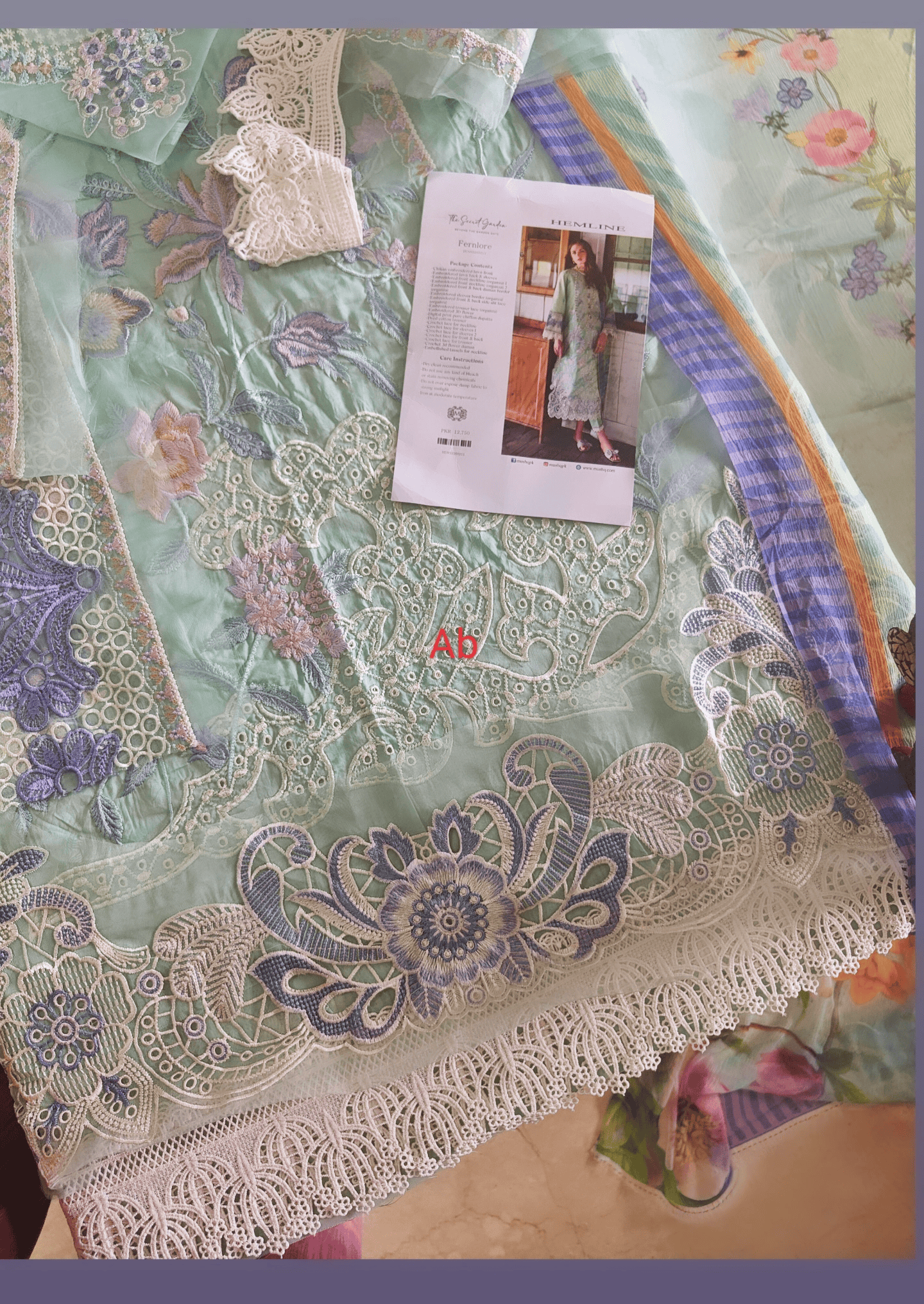 Open Pic/Mushq Hemline 26/Vol 2/Fernlore/Sea Green/Chiffon Dupatta