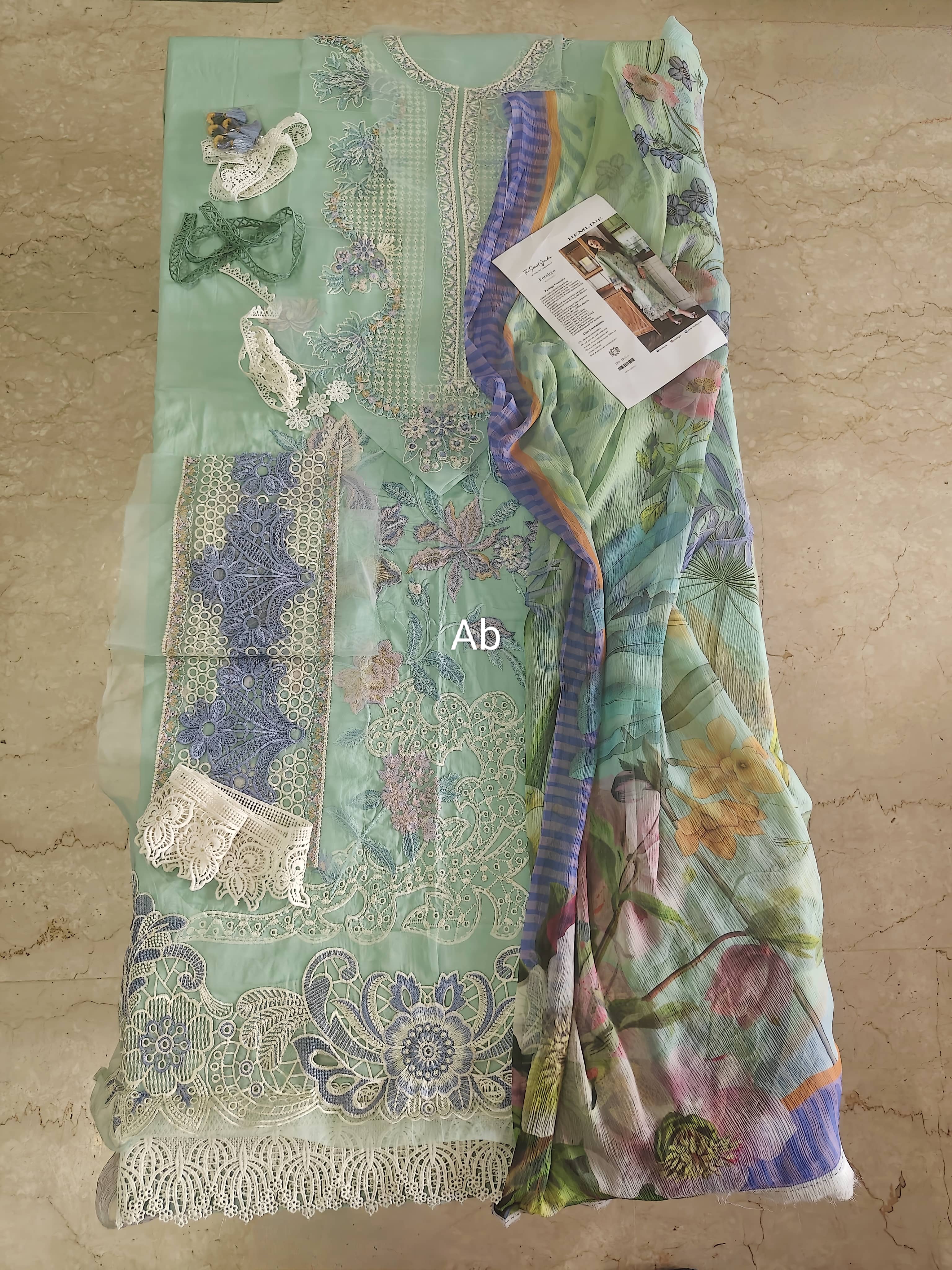 Open Pic/Mushq Hemline 26/Vol 2/Fernlore/Sea Green/Chiffon Dupatta