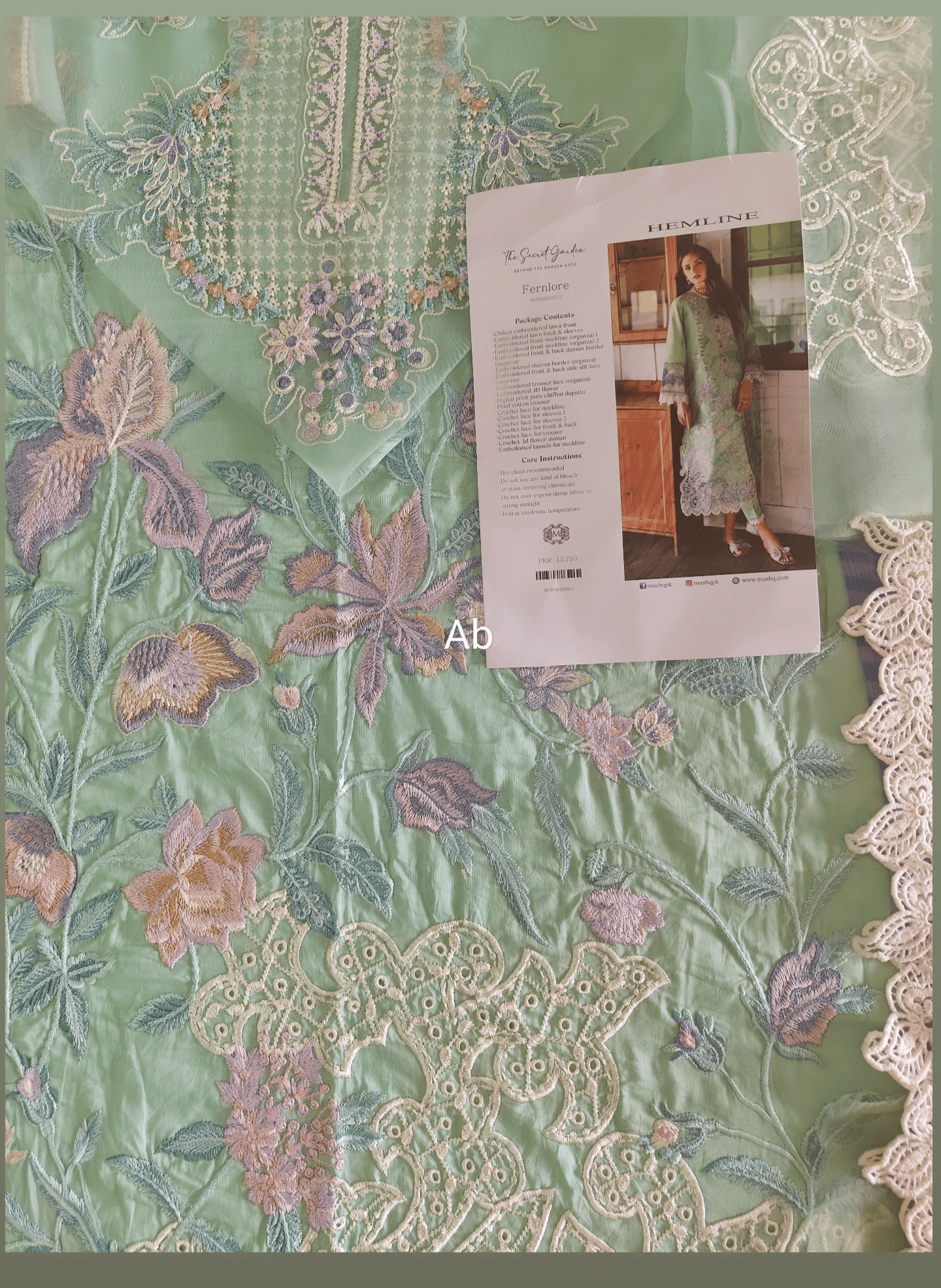 Open Pic/Mushq Hemline 26/Vol 2/Fernlore/Sea Green/Chiffon Dupatta