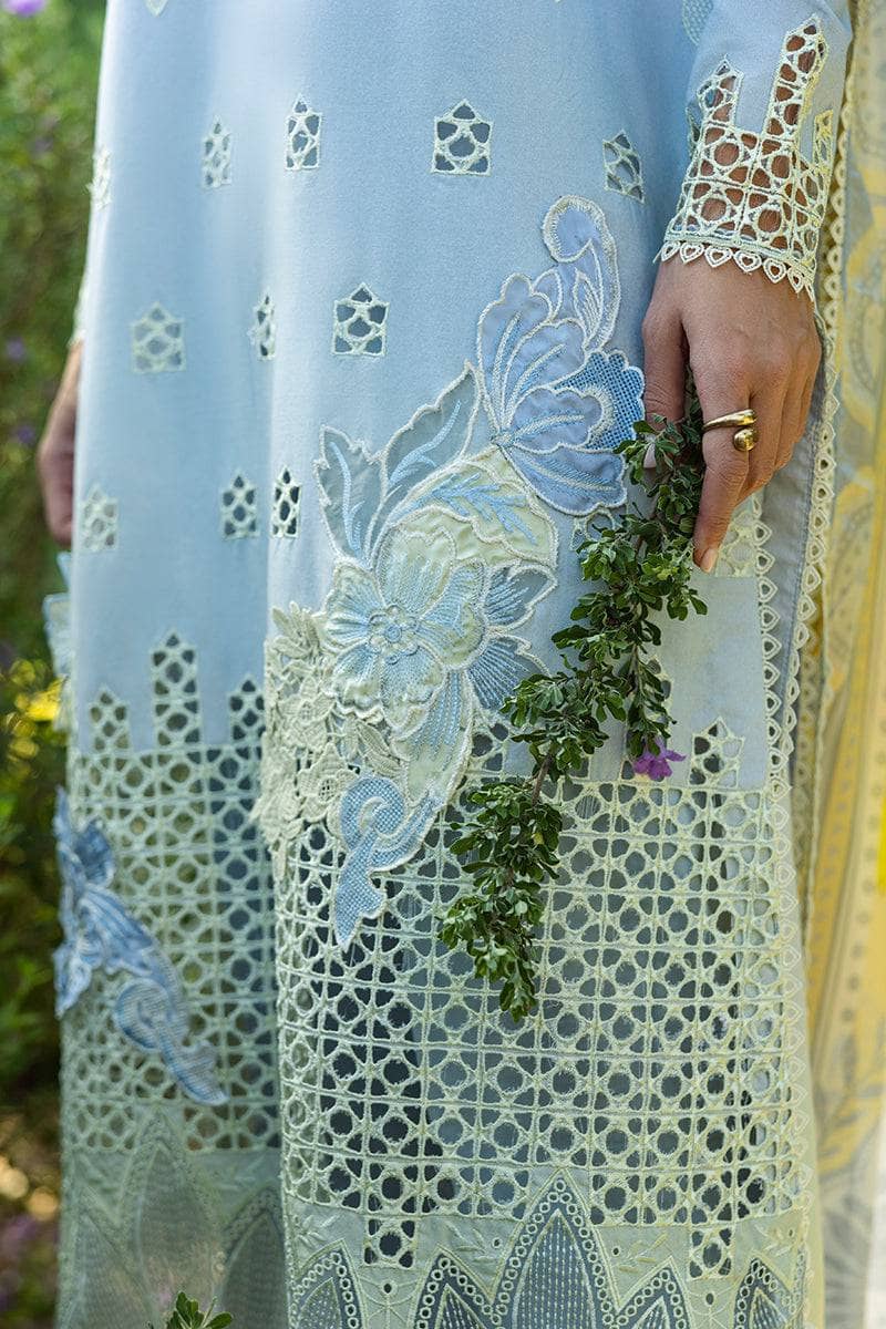 Restocked/Mushq Solace Chikankari/Intesa/Steel Blue Yellow