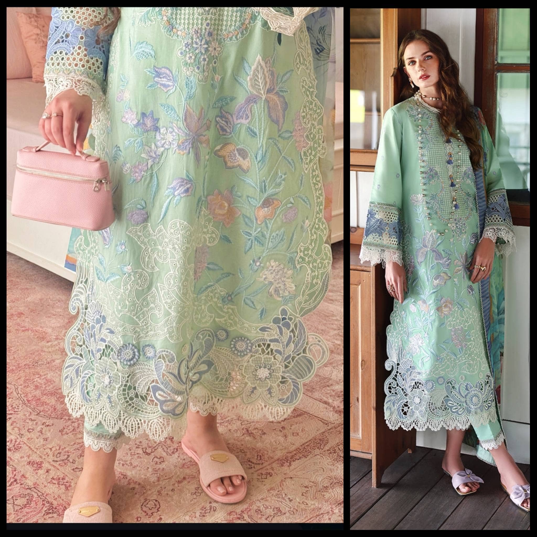 HOT🔥SELLER/MUSHQ HEMLINE 26/VOL 2/FERNLORE/SEA GREEN/CHIFFON DUPATTA