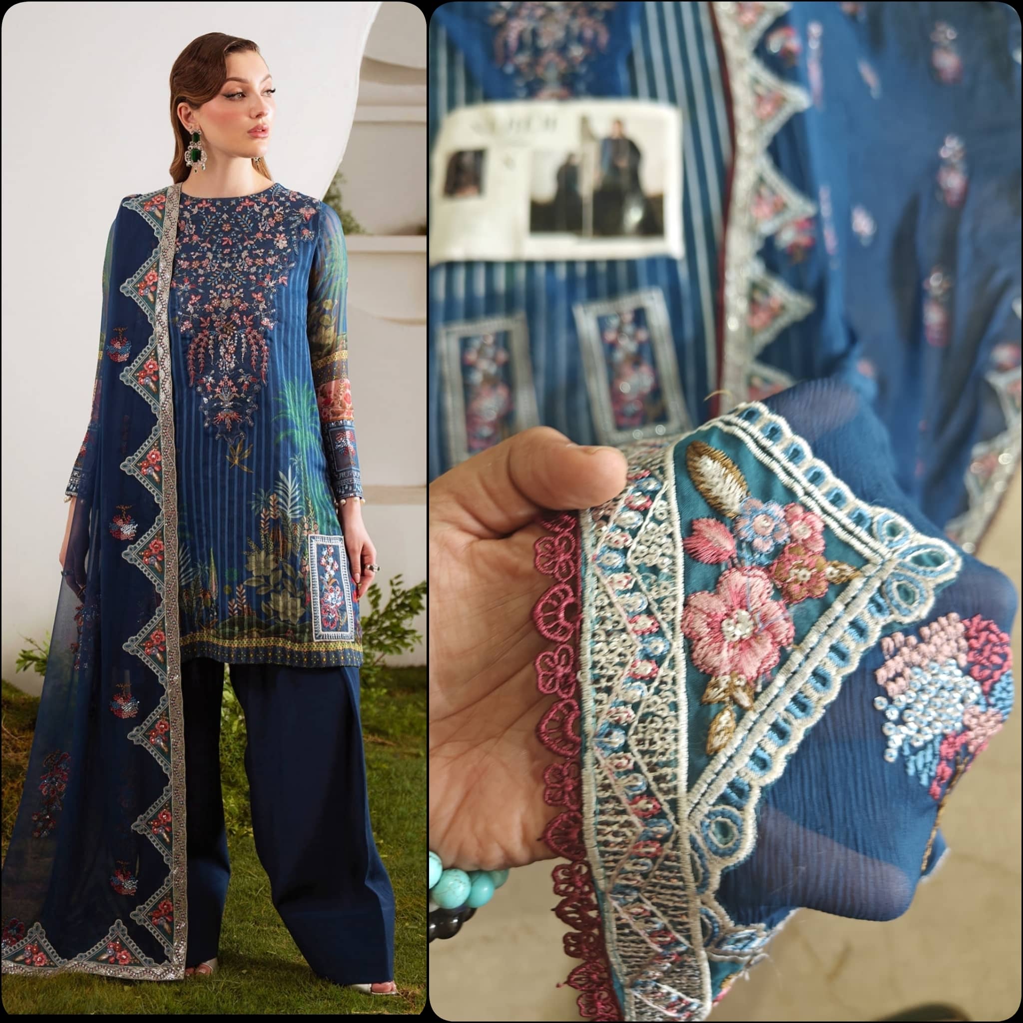Semi Stitched Easy Stitching Solutions/Nureh Amaya Luxury Formals Chiffon/AM -23 (Copy)