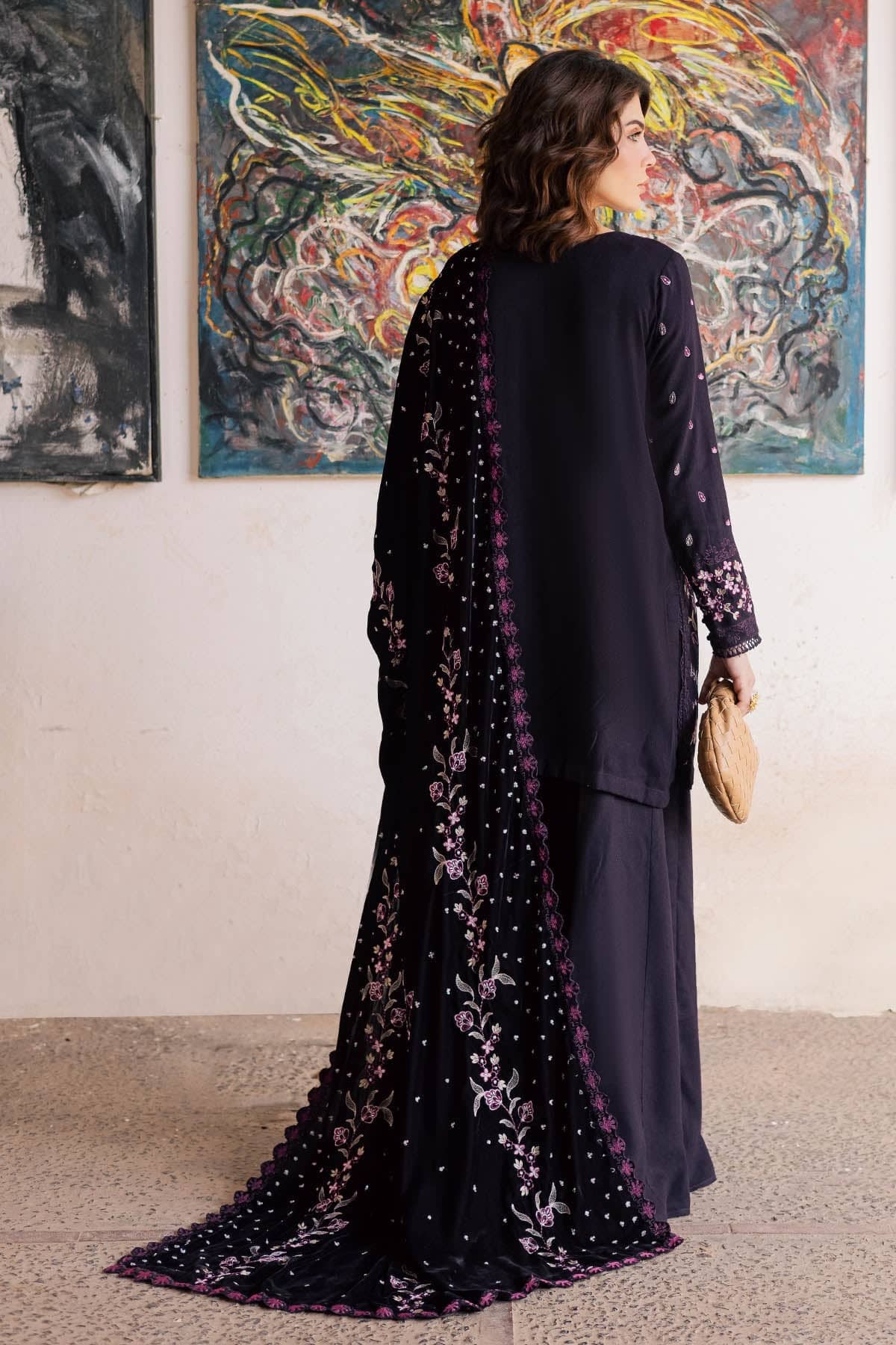 Nureh Exclusive Luxury Formals/Velvet Embroideried Shawl/NE 182
