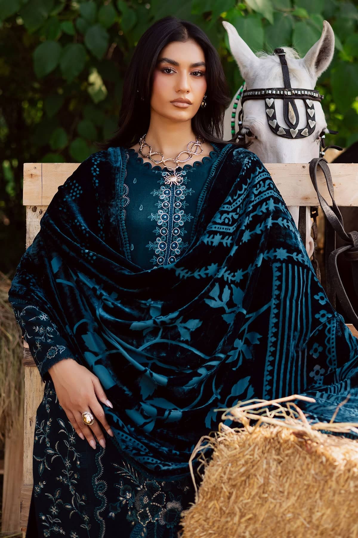 Nureh Exclusive Shawl Collection Winter Pakistani Suits Nureh Exclusive Velvet Palachi Shawl/NE 186