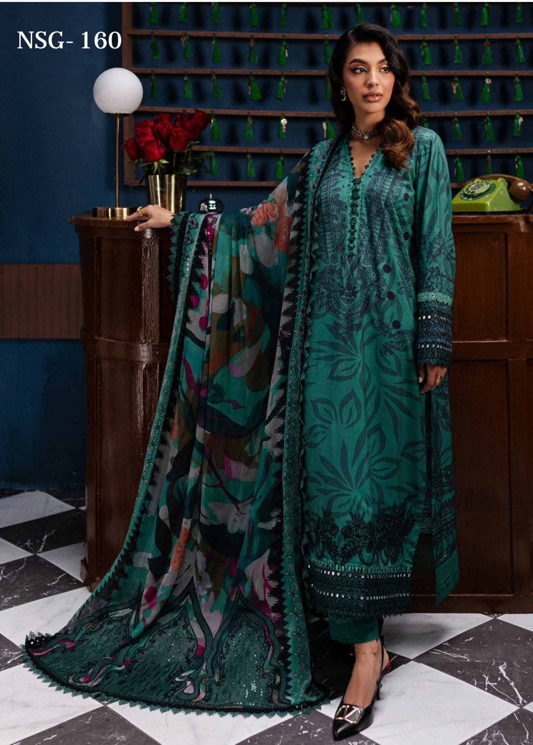 Nureh Gardenia Winter Pakistani Suits Restocked/Nureh Gardenia Slub Linen