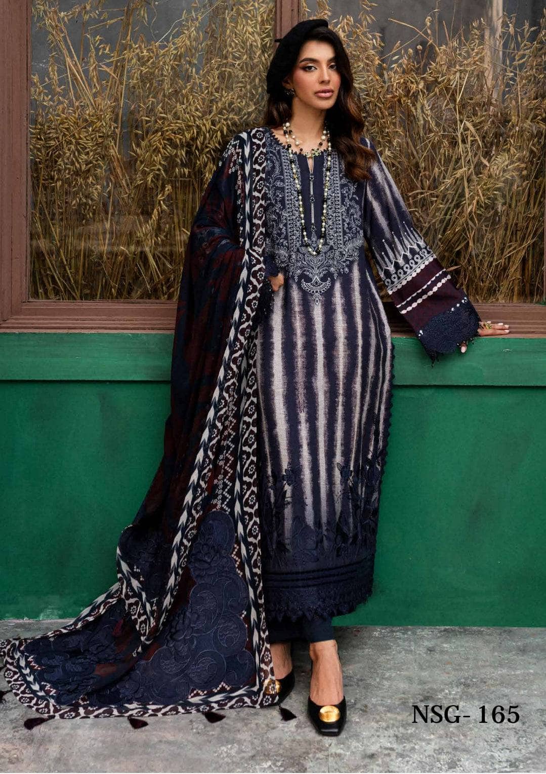 Nureh Gardenia Winter Pakistani Suits Restocked/Nureh Gardenia Slub Linen