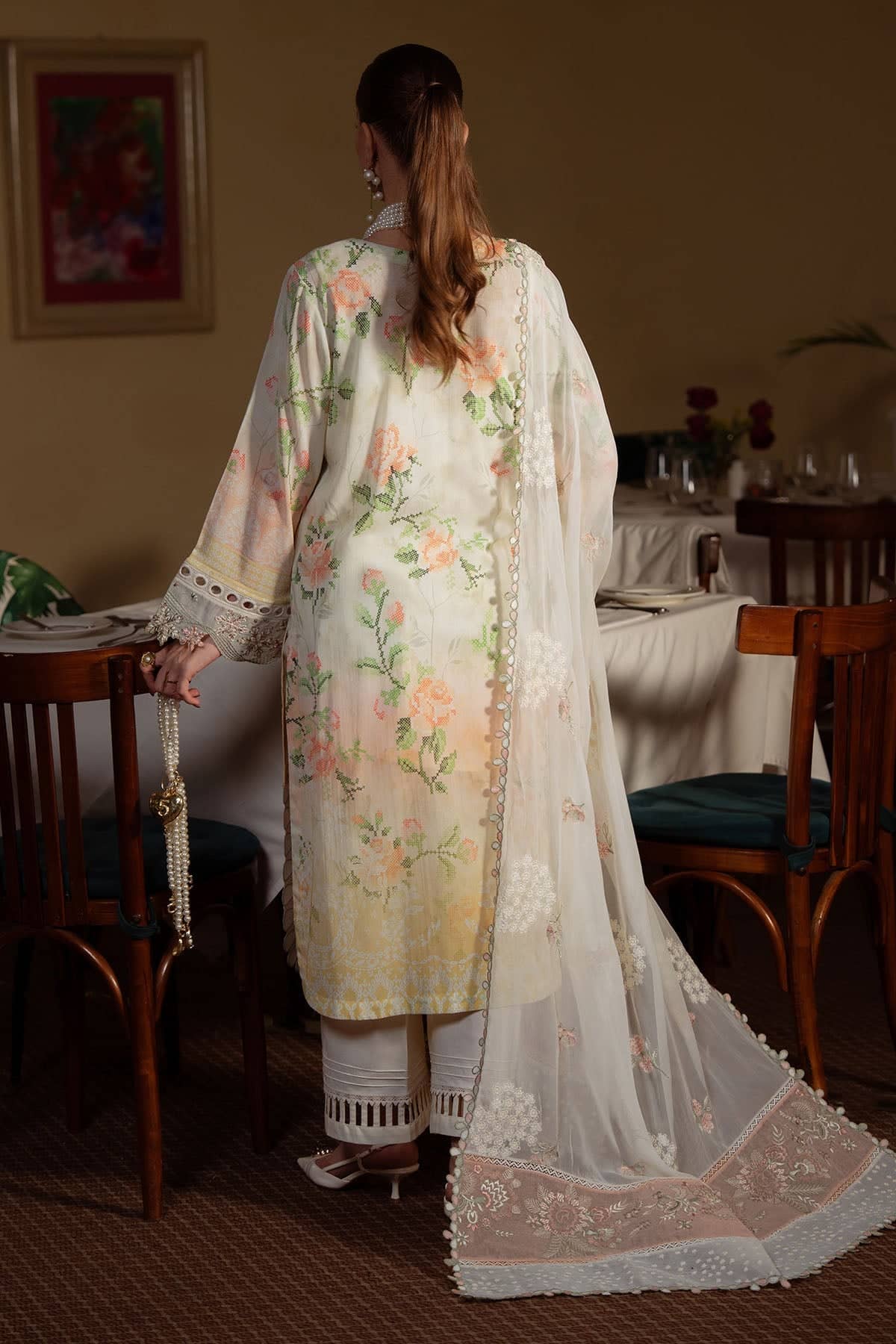 Nureh Maya Swiss Lawn 26/NS 163/Embroideried Chiffon Dupatta