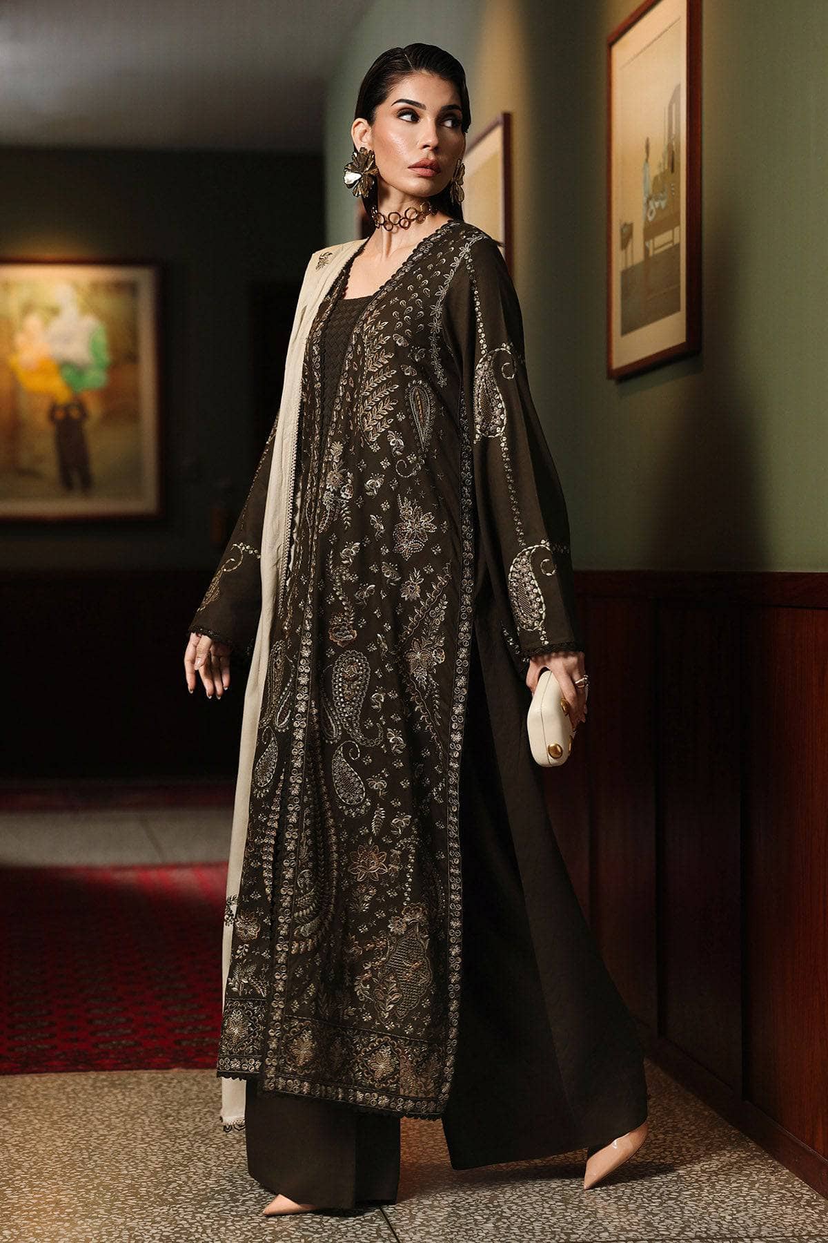 Nureh Marina Exclusive Winter/NE 276/Embroideried Woolen Shawl