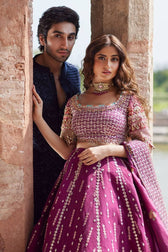 Qalamkar Chiffon Pakistani Suit Qalamkar Wedding Formals 24/Vol2/Alya SH-04