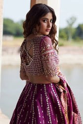 Qalamkar Chiffon Pakistani Suit Qalamkar Wedding Formals 24/Vol2/Alya SH-04