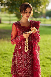 Qalamkar Chiffon Pakistani Suit Qalamkar Wedding Formals 24/Vol2/Nurah Sh 07
