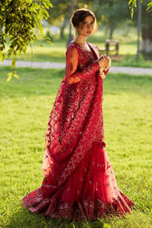 Qalamkar Chiffon Pakistani Suit Qalamkar Wedding Formals 24/Vol2/Nurah Sh 07