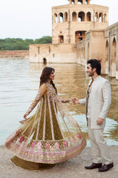 Qalamkar Chiffon Pakistani Suit Qalamkar Wedding Formals 24/Vol2/Rameesha SH-01
