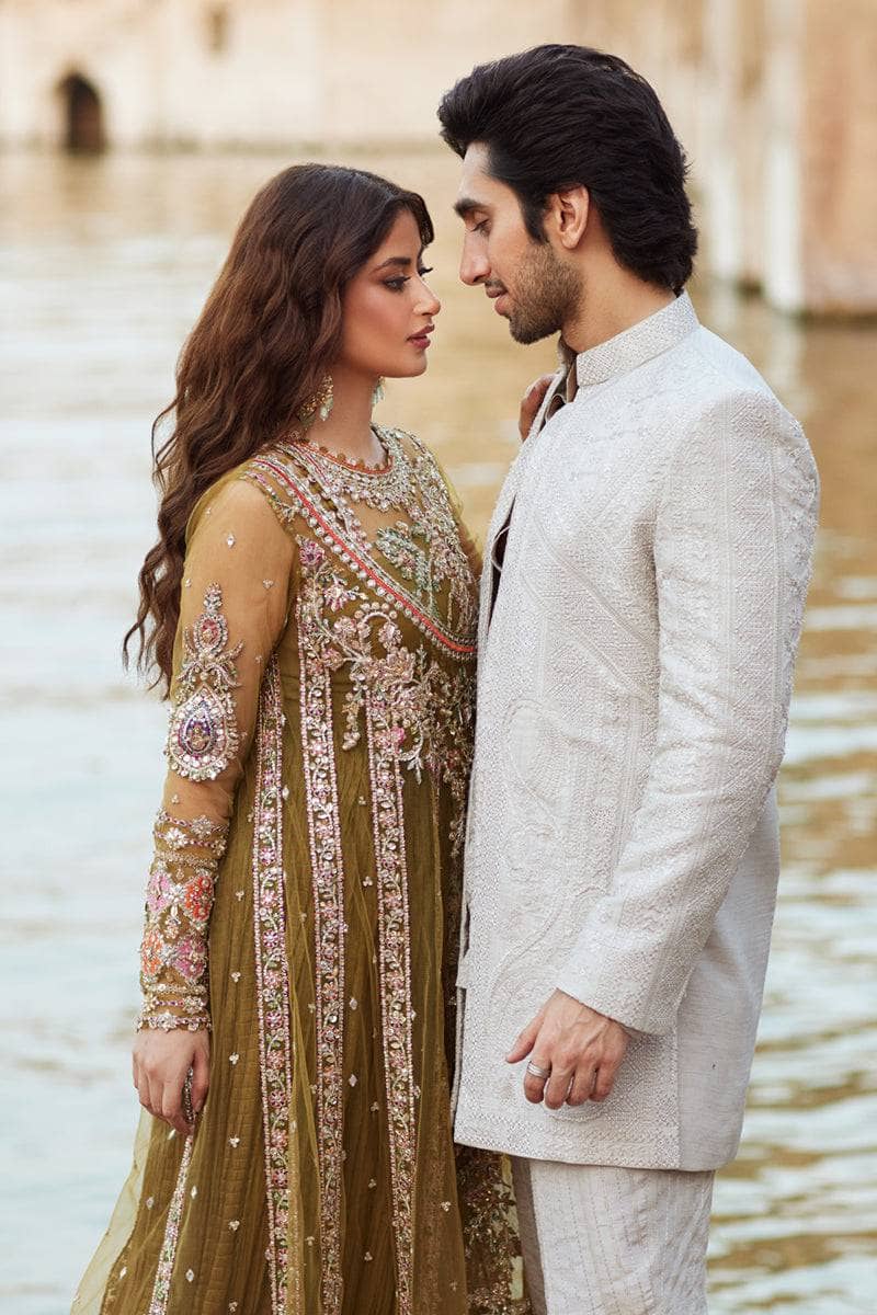 Qalamkar Chiffon Pakistani Suit Qalamkar Wedding Formals 24/Vol2/Rameesha SH-01