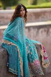 Qalamkar Chiffon Pakistani Suit Qalamkar Wedding Formals 24/Vol2/Sama SH-03