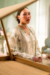 Qalamkar Luxe Charmeuse Silk 26/Hand Work/QSL-01 AZURE