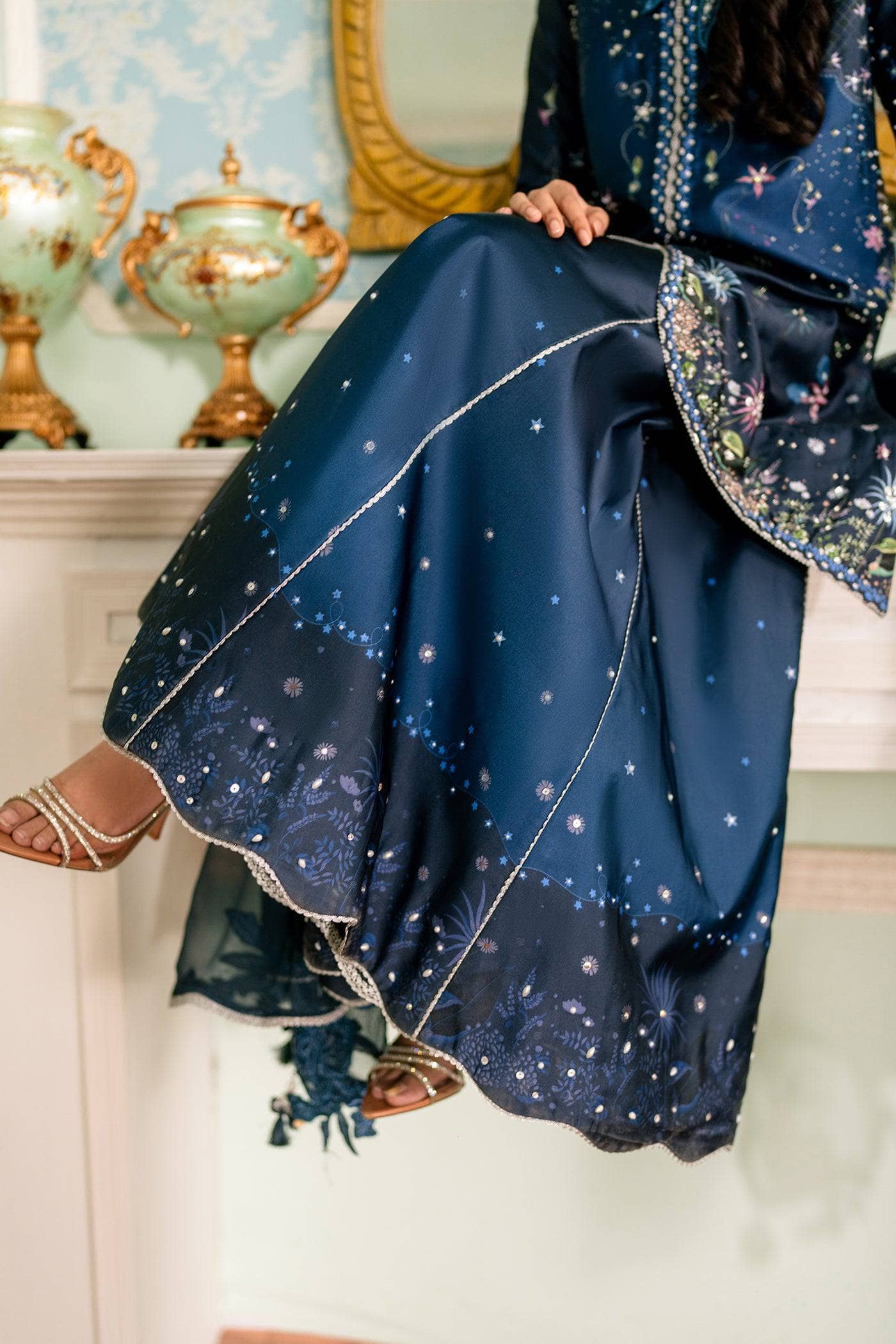 Qalamkar Luxe Charmeuse Silk 26/Hand Work/QSL-06 NERINA