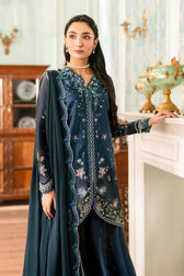 Qalamkar Luxe Charmeuse Silk 26/Hand Work/QSL-06 NERINA