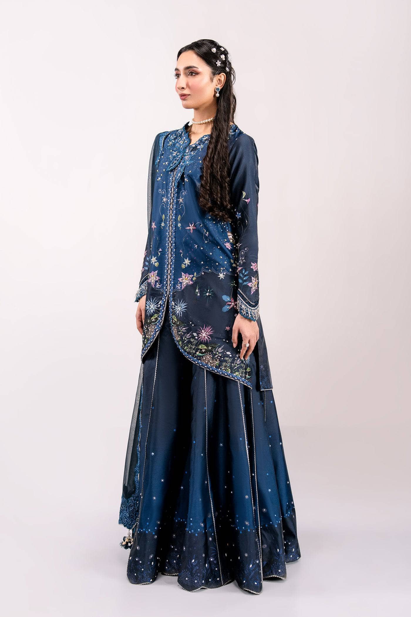 Qalamkar Luxe Charmeuse Silk 26/Hand Work/QSL-06 NERINA