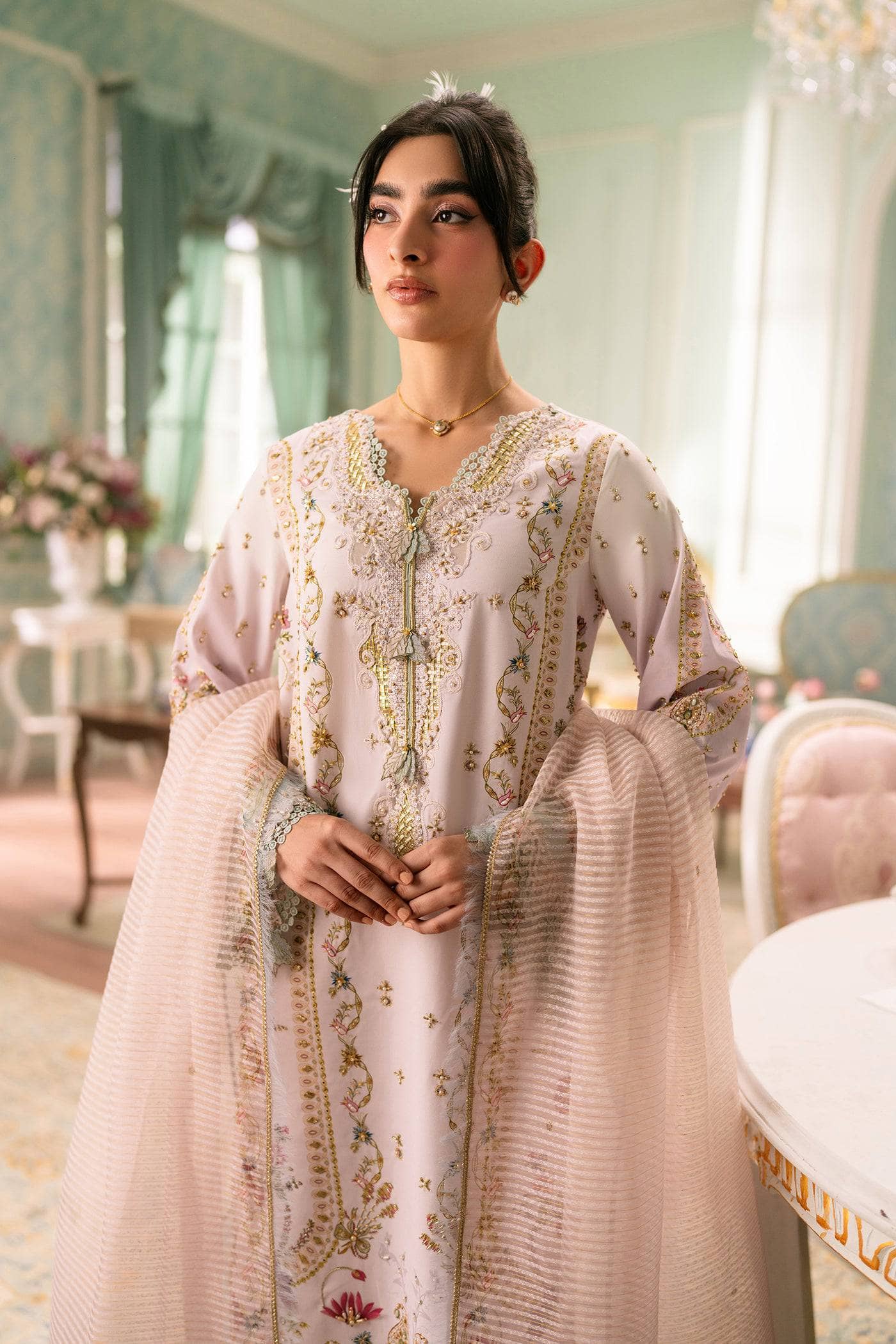 Qalamkar Luxe Charmeuse Silk 26/Hand Work/QSL-07 NOA