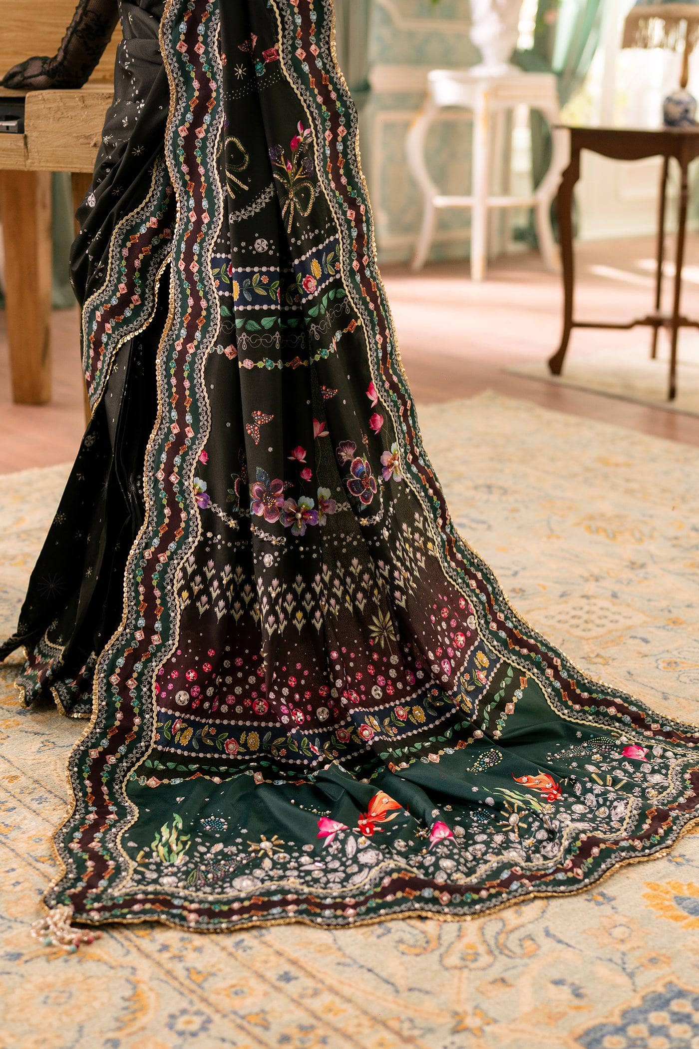 Qalamkar Luxe Charmeuse Silk 26/Hand Work/QSL-08 LINNEA