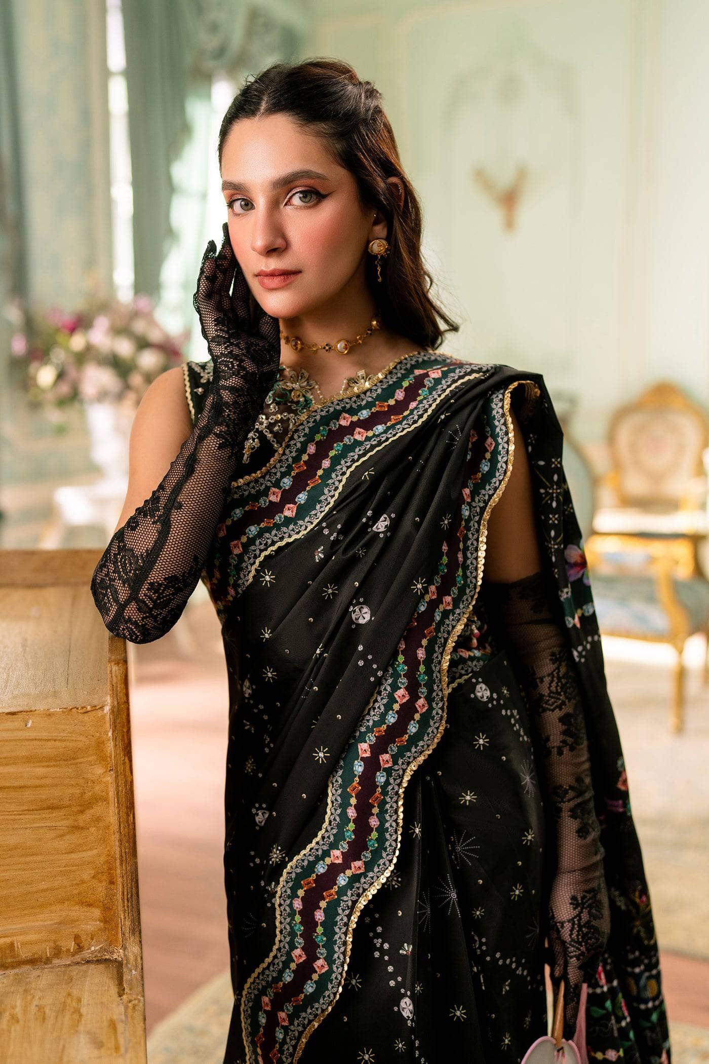 Qalamkar Luxe Charmeuse Silk 26/Hand Work/QSL-08 LINNEA