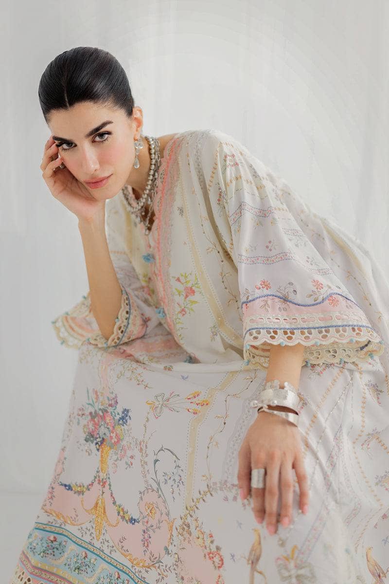 Restocked/Qalamkar Luxe Silk/LK-08 BIANCA/Kaftan